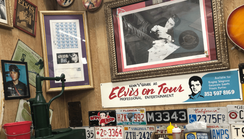 The Elvis memorabilia wall in the Coney Island Drive In, Brooksville