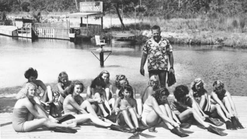 1948 weeki wachee swimmers with Newt Perry